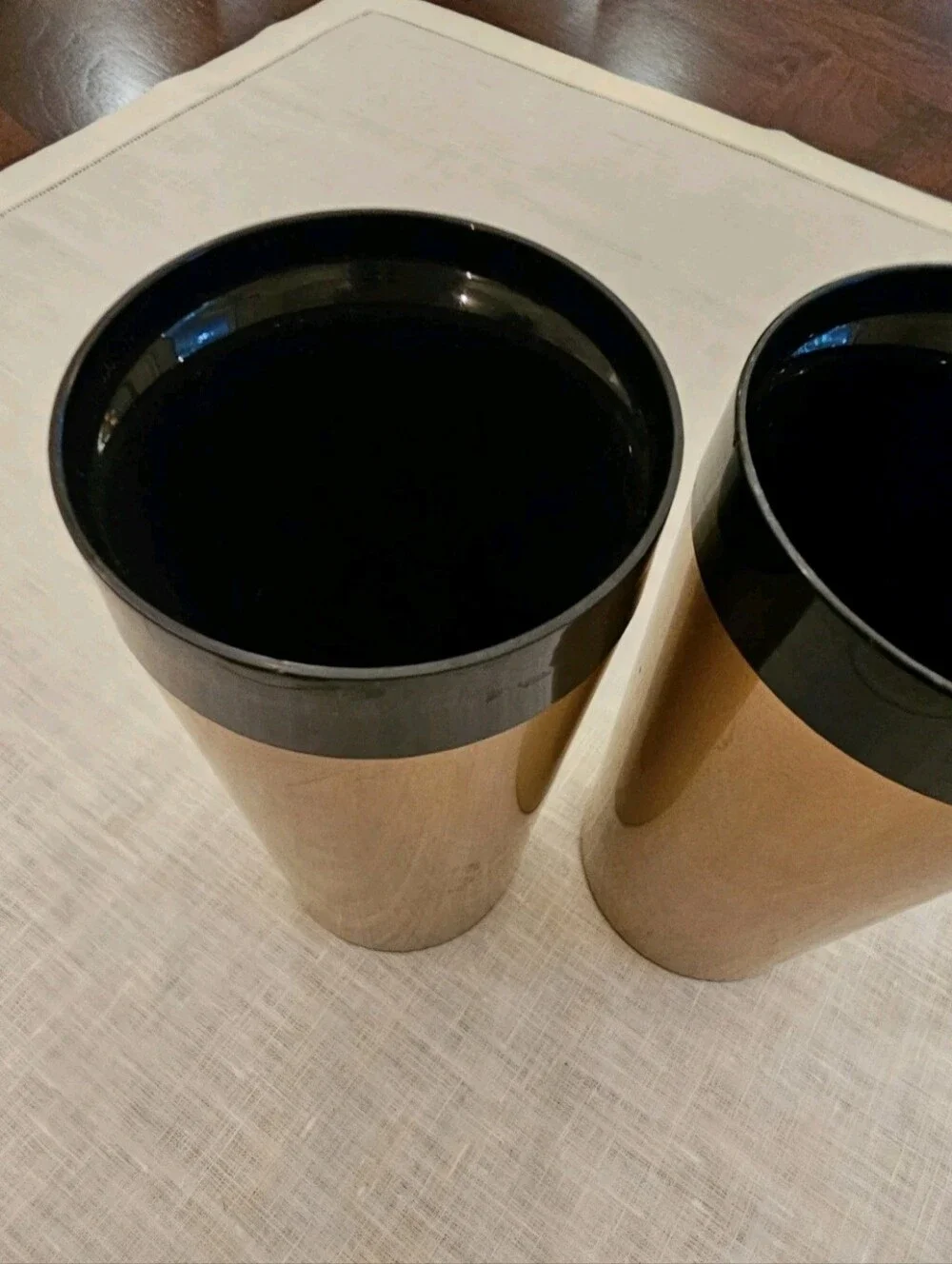 Vintage Thermo-Serv West Bend Insulated Gold Metallic Tumblers Set of 2